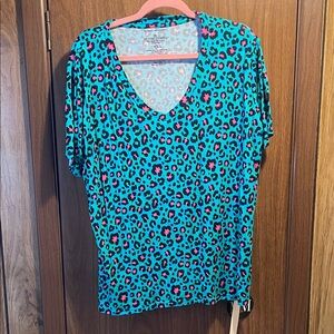 Bamboo Leopard Print V-Neck Tee